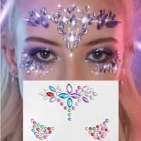 Autocollants de tatouage 3D en strass pour festival paillettes maquillage bijoux autocollant sur cristaux de visage bijoux gemmes diamants décoration