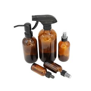 Ensemble de bouteilles de distributeur de savon en verre ambré 250ml 400ml rechargeables écologiques pompe en nickel brossé or mat pour salle de bain de luxe - Product Image 6