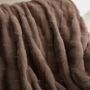 Customization Solid <strong>Stitched</strong> Grid Ruched Faux Mink Fur <strong>Throw</strong> with Flannel Back Super Heavy Warm Cozy Fuzzy for Men Women - Product Image 6