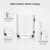 Tasse à café en verre transparent de 11 oz, imprimable par transfert thermique, pour impression de marque personnalisée, salons professionnels et impression graphique intégrale