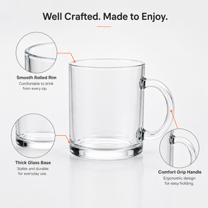 Vaso de Café de Vidrio Transparente de 11 oz, Imprimible por Transferencia Térmica, para Impresión de Marca Personalizada, Ferias Comerciales y Gráficos Envolventes Completos - Product Image 3