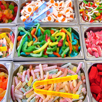 China Factory Wholesaled Sour Flavored Fruit Gummy Candy Bulk Soft Chewy Halal Kosher Certified Sugar Glucose Piece Box