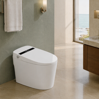 WC intelligent monobloc en céramique avec réservoir encastré, télécommande, chasse d'eau automatique, siège chauffant et séchoir à air chaud