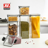 Conteneur de rangement de cuisine empilable hermétique Haixin, organisateur pour nouilles, épices, bonbons, biscuits, boîtes en plastique avec couvercle