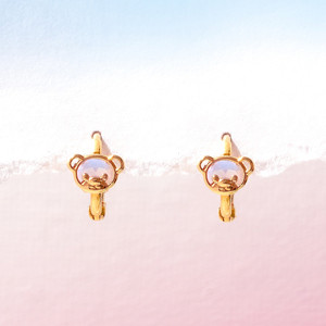 Versione coreana di Little Bear orecchini squisiti e compatti orecchini in zircone placcato oro 18k per ragazze - Product Image 4