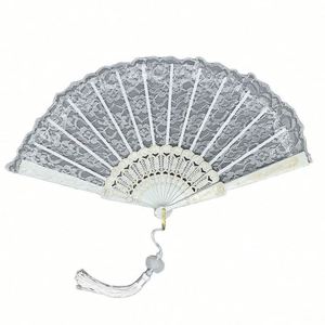 Spanish Victorian Style Folding Lace <b>Pocket</b> Hand Fan Folk Art Painted Bamboo for Wedding Parties or Business Gifts - Product Image 4
