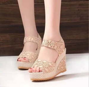 Sandales à <span class=keywords><strong>talons</strong></span> <span class=keywords><strong>compensés</strong></span> en dentelle pour femmes 3376 - Product Image 1