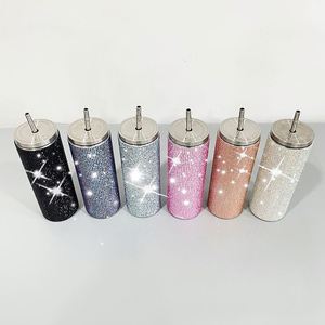 Double Wall Stainless Steel Tumblers <b>Drinking</b> Coffee Water Travel Beer Rhinestone Tumbler with <b>Straw</b> - Product Image 3