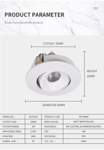 <span class=keywords><strong>Mini</strong></span> éclairage d'armoire <span class=keywords><strong>LED</strong></span> 1watt seuil de fenêtre ip44 super slim ajustable <span class=keywords><strong>led</strong></span> downlight encastré <span class=keywords><strong>mini</strong></span> - Product Image 5