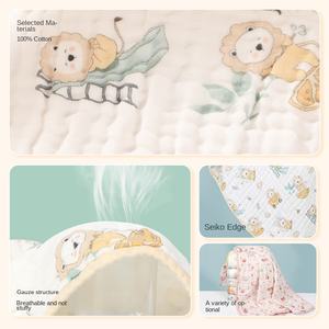 Toalla de Baño con Capucha de Gasa de Algodón para Bebés, Manta de Seis Capas con Estampado de Animales de Dibujos Animados, de Secado Rápido, 300 g/m², 110x110 cm, para Uso Doméstico - Product Image 4
