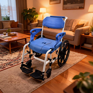 <b>Commode</b> Wheelchair For Elderly Aluminum Alloy Folding With Flip Up Armrests And Mobile <b>Chair</b> For Disabled Patients - Product Image 1