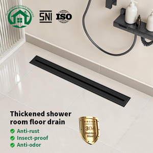 Pano.V <b>Linear</b> Shower <b>Drain</b> 24 Inch 304 Stainless Steel Matte Black Removable Grate Cover Adjustable Feet Rectangle for Bathroom - Product Image 2