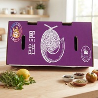 Boîte d'emballage auto-érectrice en carton ondulé personnalisée et imprimée pour fruits et légumes, avec partition pour la pastèque, gaufrage inclus