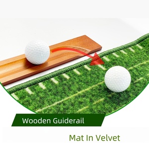 Tapis de <span class=keywords><strong>golf</strong></span> portable en velours avec base en bois de petite taille, retour automatique de balle et tapis antidérapant pliable - Product Image 5