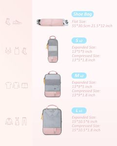 Trọng Lượng Nhẹ Du Lịch Hành Lý Tổ Chức 6 Bộ/4 Bộ/2 Bộ Nén Đóng Gói Khối Bền Tiết Kiệm Không Gian Túi Thời Trang Hình Học - Product Image 2