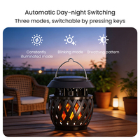 Lámpara Solar LED con Forma de Llama, Acero Inoxidable, Impermeable, 3 Modos, Carga Solar USB, Luz Decorativa Colgante para Jardín y Patio