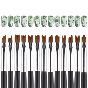 13Pcs Nail Art Flower Brush <b>Set</b> <b>Crimped</b> Acrylic Handle Nylon One Stroke Painting Fine Liner Manicure Tool - Product Image 2