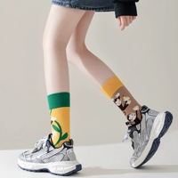 Chaussettes mi-mollet asymétriques AB personnalisables en coton peigné, absorbant la transpiration, motif de dessin animé, chaussettes unisexes créatives et asymétriques