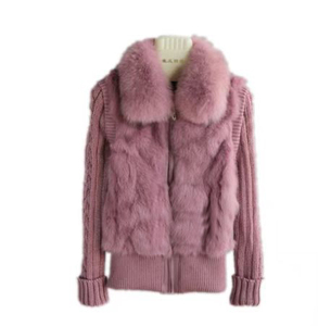 Abrigo de invierno de lujo para mujer, cárdigan de punto Reversible de lana transpirable, <span class=keywords><strong>Cuello</strong></span> de piel de zorro, prendas de vestir cálidas informales para Otoño Invierno - Product Image 2
