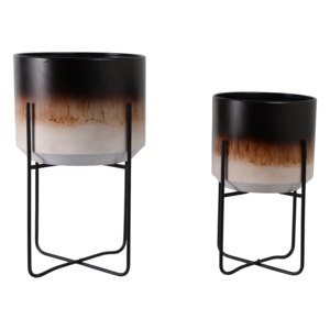 Fioriere in metallo sfumato su supporto, vasi rialzati per piante da interno ed esterno, decorazioni per la casa, contenitori per piante da soggiorno - Product Image 3