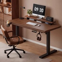 Bureau de travail ergonomique moderne intelligent extensible à moteur unique avec réglage assis-debout, mobilier informatique compatible