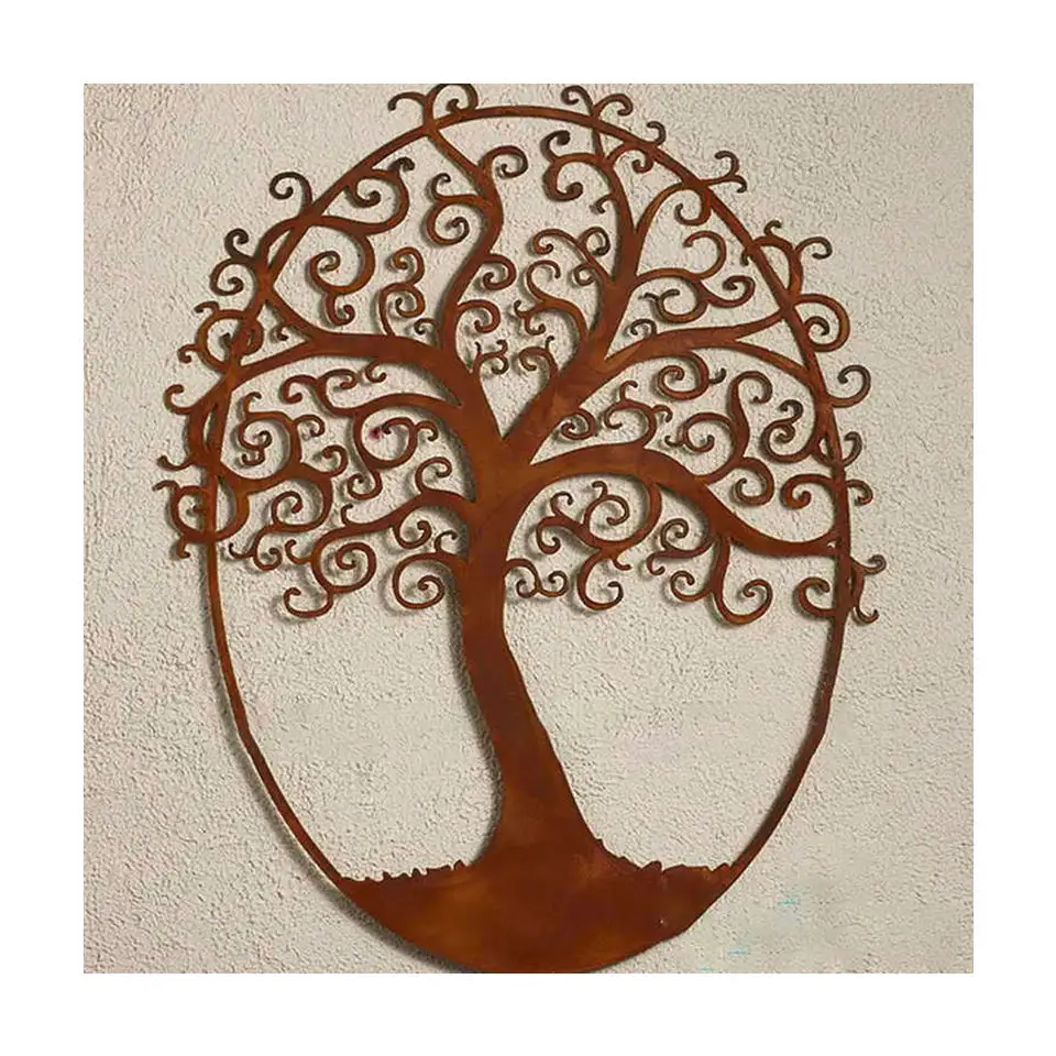 Árbol abstracto hecho a mano de alta calidad, arte de pared de metal