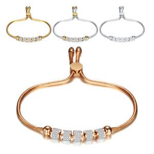 Adjustable Snake <b>Chain</b> Bracelet 6MM Full Diamond <b>Titanium</b> Steel 18K Gold Plated Women's Jewelry Everyday Wear - Product Image 1