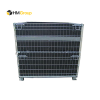 Cage en treillis métallique pliable et empilable en acier galvanisé pour entrepôt