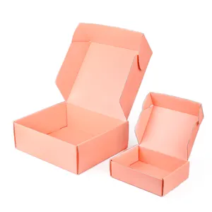 Custom Logo Colored Boxes Packaging Pink Cardboard Printed Eco Clothing Poly Cosmetic Flat Small Mailer Box