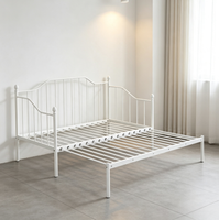 Sofá Cama Extensible de Metal Blanco Ahorrador de Espacio, de Tamaño Individual a King, Estructura de Sofá Cama 2 en 1, Mueble de Hierro para Apartamentos Pequeños y Habitaciones de Huéspedes