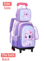 Sac à dos à roulettes tendance pour écolier, aspect cuir, nylon imperméable, grande capacité, ensemble de sacs d'école