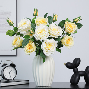 Flor de Rosa Artificial, Flor de Seda de Alta Simulación, Color Rosa Champán, Decoración para el Hogar, Accesorio para Bodas - Product Image 3