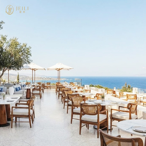 ชุดเฟอร์นิเจอร์ร้านอาหารกลางแจ้งทันสมัยสำหรับรีสอร์ทเมดิเตอร์เรเนียน  ประกอบด้วยเก้าอี้หวายไม้ JEILI พร้อมเบาะรองนั่ง โต๊ะหินอ่อน เหมาะสำหรับใช้งานเชิงพาณิชย์ - Product Image 2