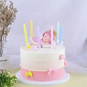 Conjunto de velas com macarões de aniversário, 6 peças/conjunto, cor, suprimentos para festa de vela, decoração de casamento, atmosfera de festa