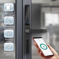 Serrure intelligente ultra-étroite de 30 mm, déverrouillage par empreinte digitale, mot de passe, carte, poignée de porte pour porte coulissante en verre de bureau