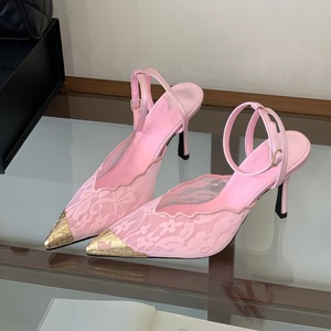 Escarpins élégants noirs en dentelle à talons fins et bout <span class=keywords><strong>pointu</strong></span> avec bride cheville et embout métallique pour femme – Printemps/Été, Soirées KTV, Mariages - Product Image 6