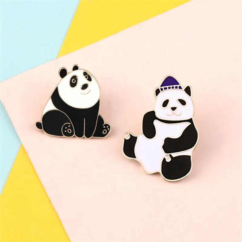 Эмалированная креативная Милая брошь в виде животного из мультфильма панда для женщин и мужчин, металлическая модная булавка на лацкан