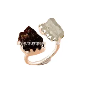 Nhẫn Ngọc Hồng Ngọc Thô Đá Garnet Trang Sức Nữ Tinh Xảo Thủ Công Ấn Độ Nhẫn Bạc Sterling 925 Nhà Sản Xuất