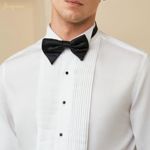 <span class=keywords><strong>Camicia</strong></span> da <span class=keywords><strong>uomo</strong></span> elegante con colletto a farfalla, 80% cotone, per matrimonio, sposo, con pieghe frontali e polsini alla francese per papillon - Product Image 2