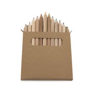 Lot promotionnel de 12 crayons en bois écologiques à encre noire, avec boîte en papier kraft recyclé, impression sérigraphiée personnalisée en gros - Product Image 2