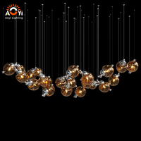 Plafonnier LED Aoyi Lighting en verre ambré irrégulier - Décoration artistique contemporaine pour espaces commerciaux haut de gamme