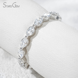 แหวนทองคำแท้ 18K StarsGem ประดับเพชรเม็ดเดี่ยวทรงมาร์คีส์ 1.23 กะรัต (2.5*4 มม.) สี D เพชรเลี้ยงในห้องปฏิบัติการ ชุบโรเดียม สไตล์วินเทจ สำหรับทั้งชายและหญิง - Product Image 3