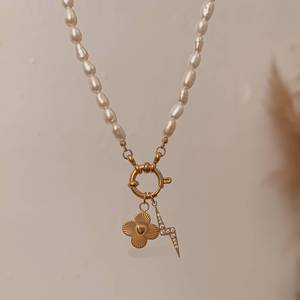 Spot bricolage chaîne vivante de base croix soleil et lune pendentif collier four cuivre plaqué or 18 carats préservation de la couleur - Product Image 3