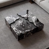 Table basse carrée contemporaine en marbre noir pour salon et maison