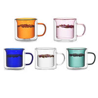 Mug de voyage en verre borosilicate à double paroi, coloré, isolé, écologique, compatible lave-vaisselle et micro-ondes