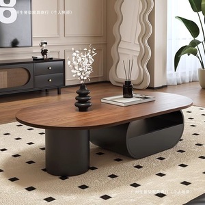 French Style Solid <b>Walnut</b> <b>Coffee</b> <b>Table</b> With Storage For Living Room - Product Image 1
