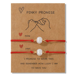 Pulseras de Cuerda Roja Go2boho para Parejas, Pulsera Ajustable de Perlas y Oro con Tarjeta de Promesa para Enamorados - Product Image 6