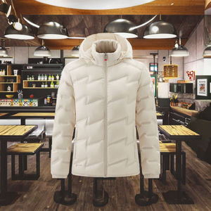 Manteau d'hiver en duvet pour homme, de haute qualité, décontracté, à capuche, en toile, avec fermeture éclair et col montant - Product Image 3