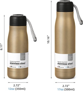 Bouteilles d'eau isothermes réutilisables en acier inoxydable 304 de 12 oz avec logo personnalisé, écologiques, avec corde de levage, pour le sport - Product Image 4