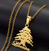 Offre Spéciale Liban Cèdre Pendentif Collier 18k Plaqué Or En Acier Inoxydable Étanche Pendentif Collier Support Liban Bijoux